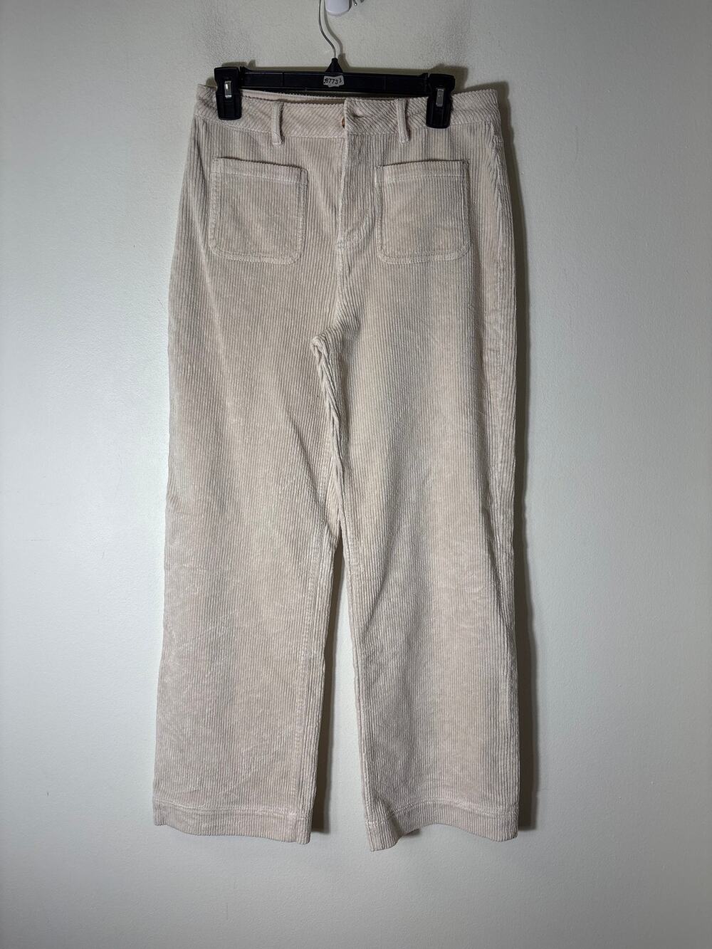 Ann Mashburn Off White Front Pocket Cordoroy Wide Leg Pants Sz 28